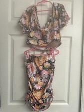 Youth Girls 2 Piece Shein Crop Top W/Gathered Skirt Size 11/12Y