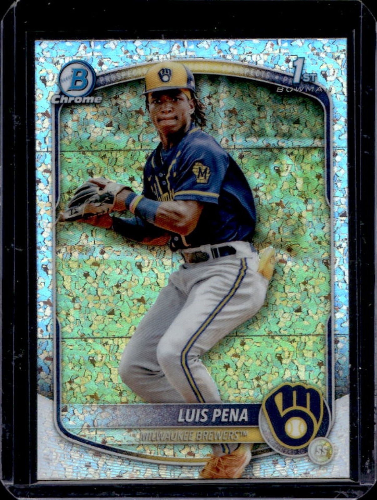 2025 Bowman Luis Pena Chrome Mini Diamonds Refractor 1st #BCP-38 Brewers