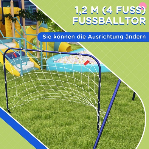 Outsunny Kinderschaukel-Set, Fußballtor, Basketballkorb, Stahlgestell, 3-8 Jahre - Bild 6 von 10