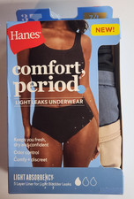 Hanes Women's Sz 7/L Comfort Period Light Leaks Underwear Panties 3 Briefs