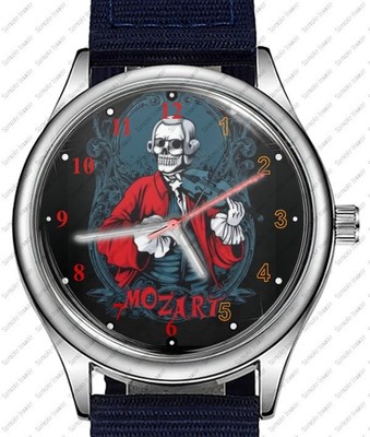 Mozart Funny Skeleton Skull Violin Trendy 38mm Face Wrist Watch