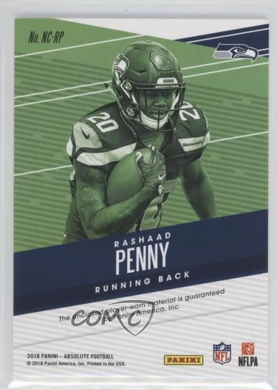 2018 Panini Absolute Newcomers Rashaad Penny #NC-RP Rookie RC - Image 2 of 2