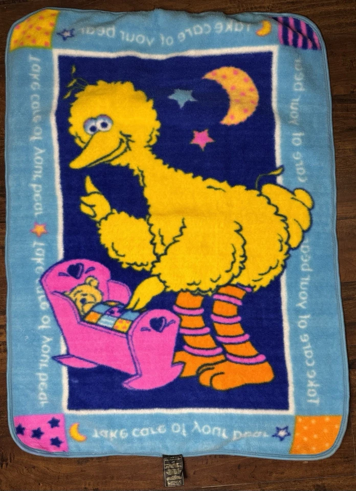 "Manta de cuna Owen de colección Sesame Street Big Bird cuida de tu oso 44x30""" Foto 2 de 4
