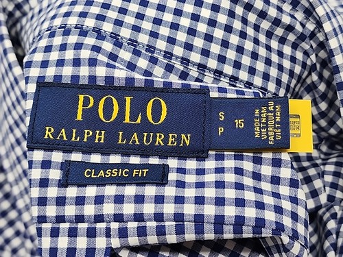 NWT Polo Ralph Lauren Classic Fit L/S Poplin Shirt Men' Small Blue Gingham Check - Foto 6 di 13