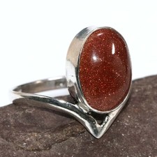 Decent Pear Sandstone 925 Silver Plated Ring US 9.5 Gift For Niece Trendy GW