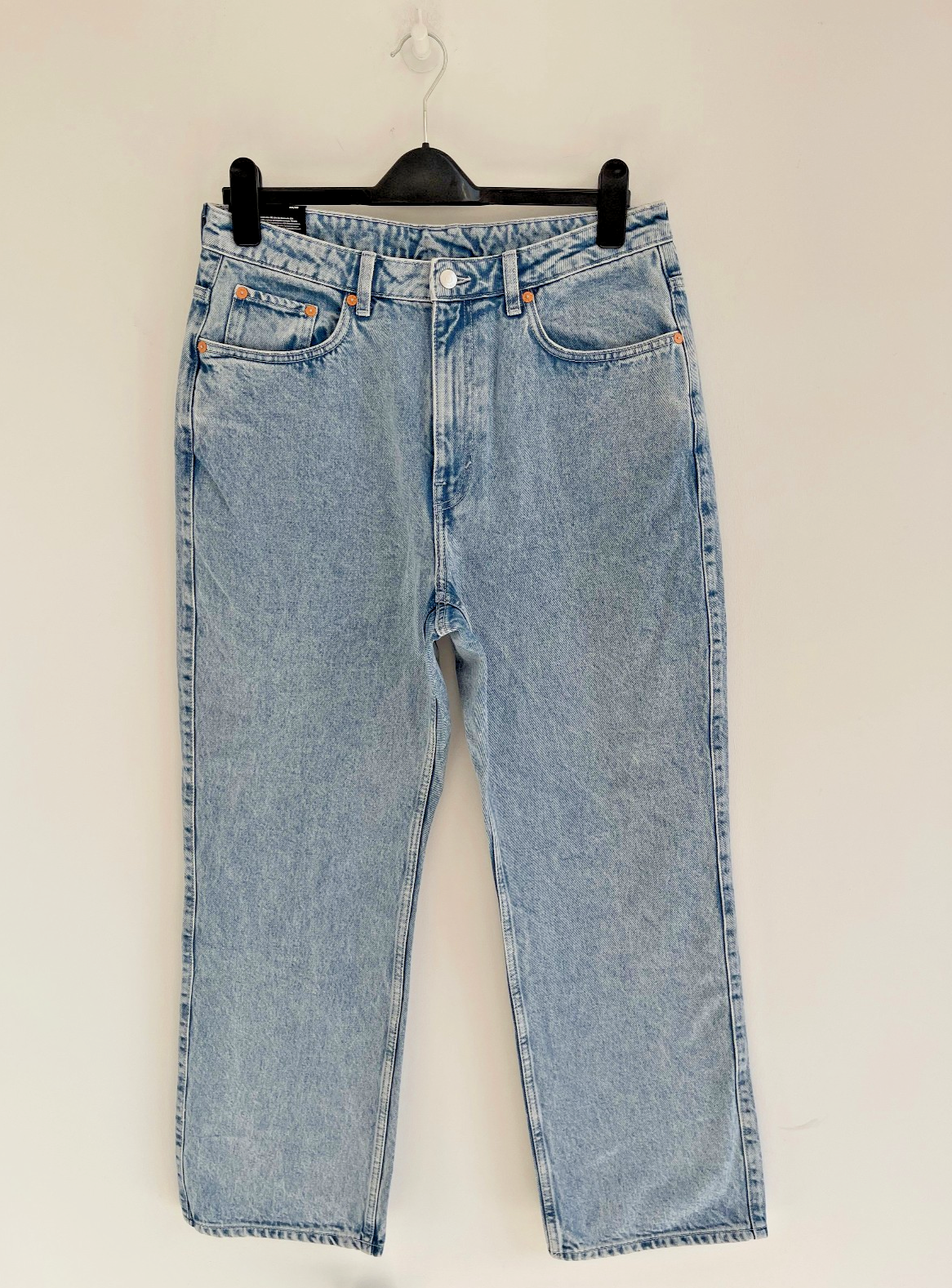 FILA Jeans Weekday Rowe gamba dritta blu super alta vita 33" UK 14 ? nuovo con etichette £ 50