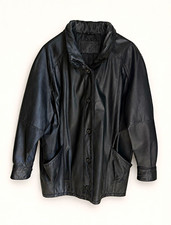 Vintage Jacqueline Ferrar Genuine Leather Jacket Black Women  s Size 8 Korea
