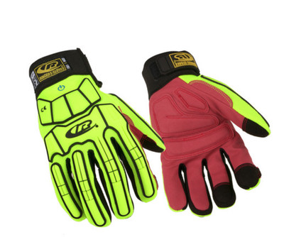 Ringers Gloves 161 Impact Glove, Padded, Yellow/Red -Size LG- Touchscreen Comp.