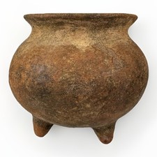 Pre Columbian Mayan? Pottery Ceremonial Footed Tripod Bowl Jar 500BC-1200AD