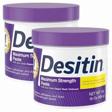 Diaper Rash Cream, 2 x 16 oz Jars, 40 Zinc Oxide, Unscented Paste