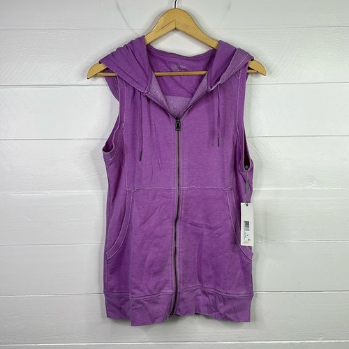 CALVIN KLEIN Purple Sleeveless Tank Top Vest Zip Up Workout Hoodie Size Small