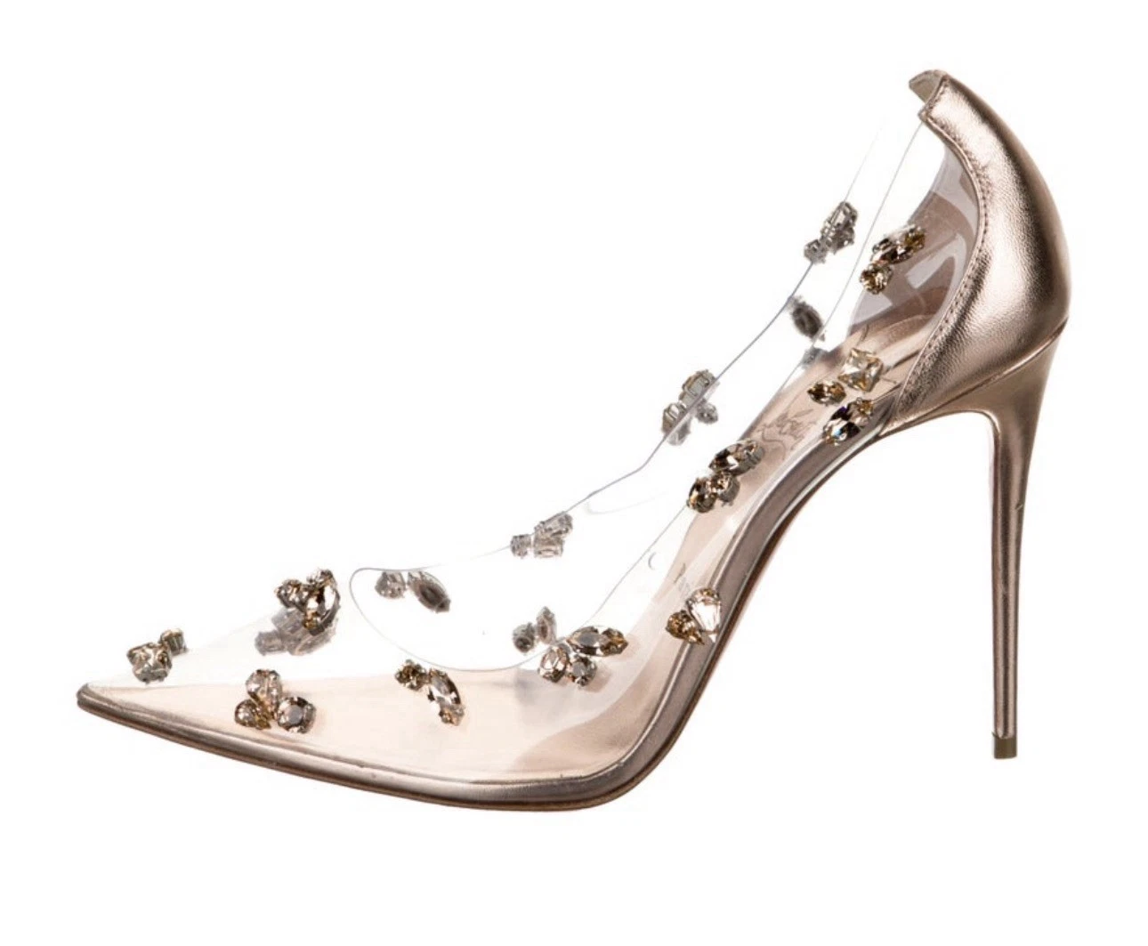 Christian Louboutin — Christian Louboutin Degragueen Crystal Embellished PVC Pumps Heels 38.5