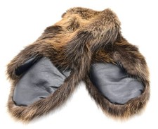Long Insulated Beaver Fur Mittens with Standard Leather Palms