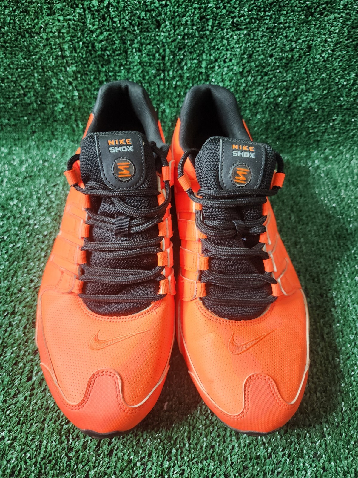 2014 Men's Nike Shox NZ Leather Running Shoes Crimson Orange Black Size