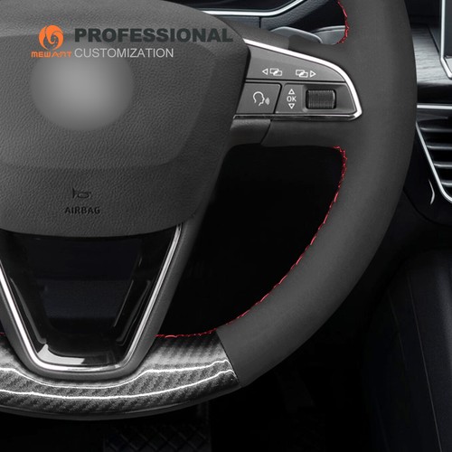 PU Carbon Fiber Suede Steering Wheel Cover for Seat Leon Ibiza Alhambra Arona - Bild 6 von 9