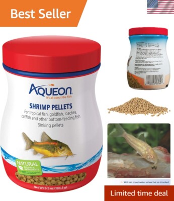 Shrimp Pellets Sinking Food 6.5oz Nutrient Rich for Bottom Feeding Fish