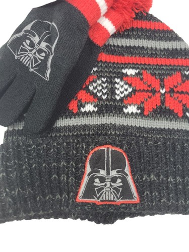 DISNEY STAR WARS DARTH VADER BLACK KNIT HAT & GLOVES - YOUTH BOYS ONE SIZE - Picture 3 of 3