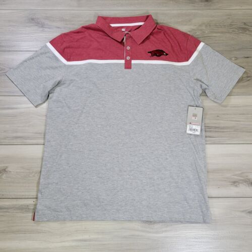 Arkansas Razorbaks Polo Shirt Men's Large HTR Gray Colosseum Short Sleeve New