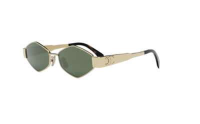 Celine Triomphe CL40254U 30N Shiny Endura Gold/Green Metal Women's Sunglasses