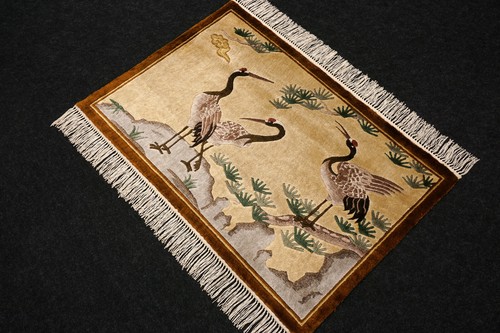 Seidenteppich China 90 x 65 cm Seide Orient teppich Vogelmotive Handgeknüpft Rug - Bild 2 von 13