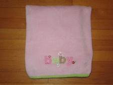 Just One You/Carter's Plush Pink Green b a b y Bird Flowers Blanket