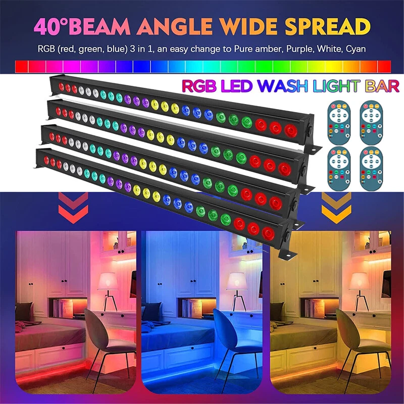 U`King 24 LED Wall Washer Light Bar RGB DMX Bühnenlicht DJ Party Club Strahler