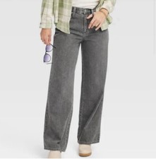 Universal Thread Relaxed Wide Leg Jeans For Women Grey Washed 14W...