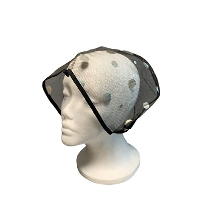 Vintage Womens Polka Dot Mesh Hat Retro Chic Black Silver