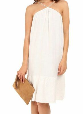 white halter slip dress Pelagia Halter Scarf Tie Mini Dress White
