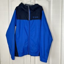 Columbia Kids Blue Hooded Full Zip Windbreaker With Pockets Medium 10 12