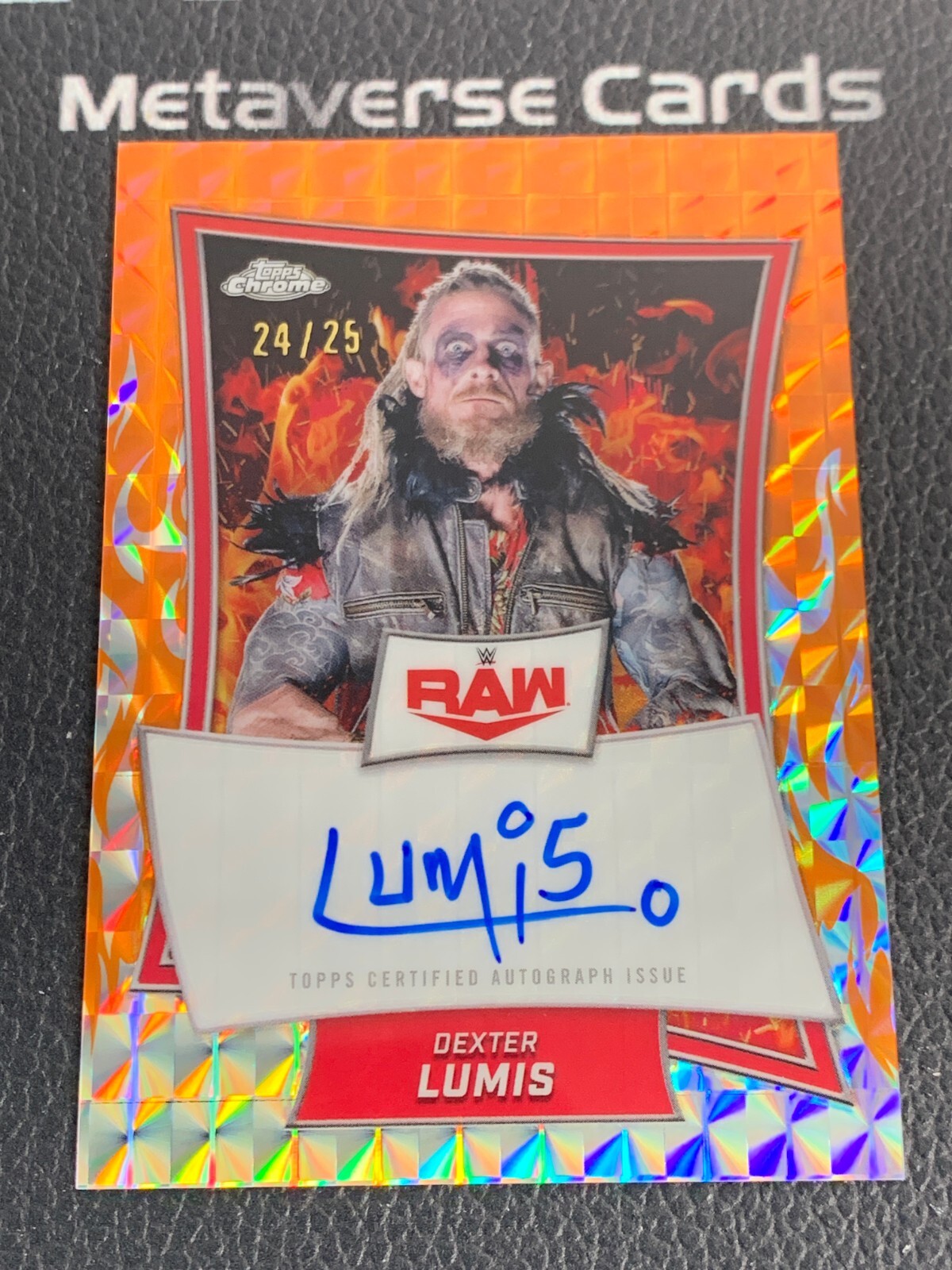 2025 Topps Chrome WWE Red Brand Autograph Orange Refractor Dexter Lumis 24/25