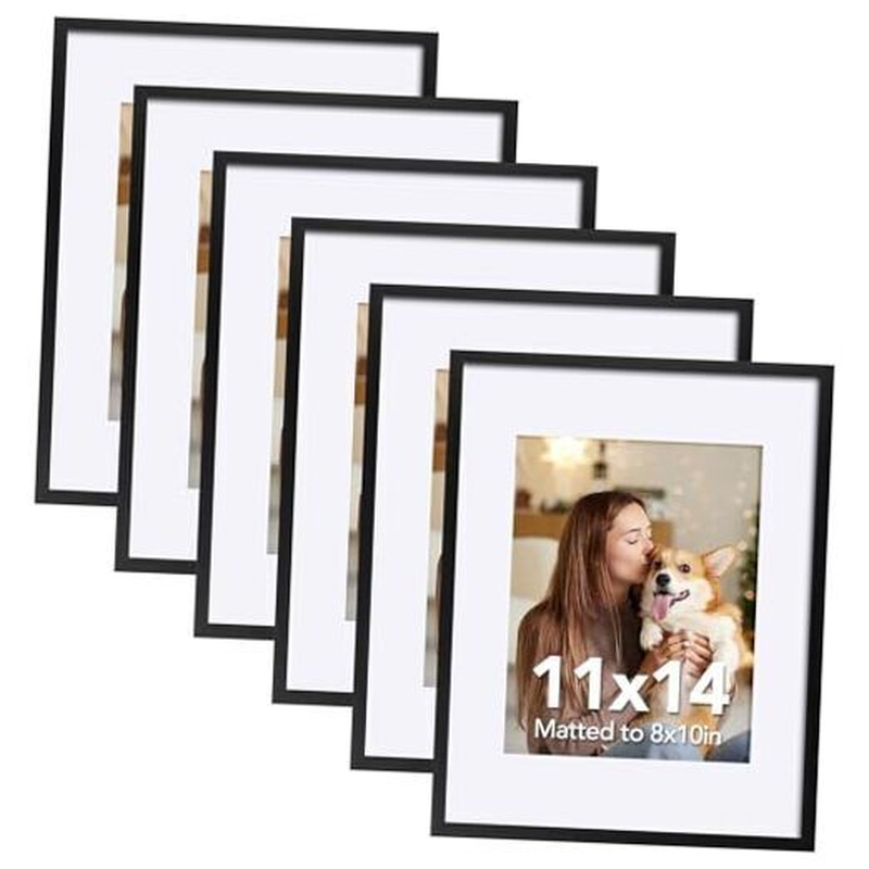 11X14 Picture Frames Set of 6, Photo Frame 8X10 with Mat or 6PC 11X14