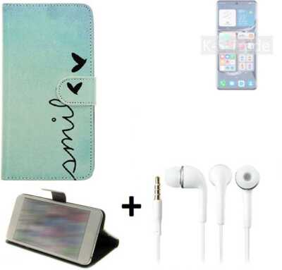 Handyhülle für Huawei P50 Pro Kirin 9000 + headset Schutzcase Wallet Flipstyle
