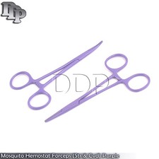 2 Mosquito Hemostat Forceps 5" Str  Cvd Purple Color Surgical Instruments