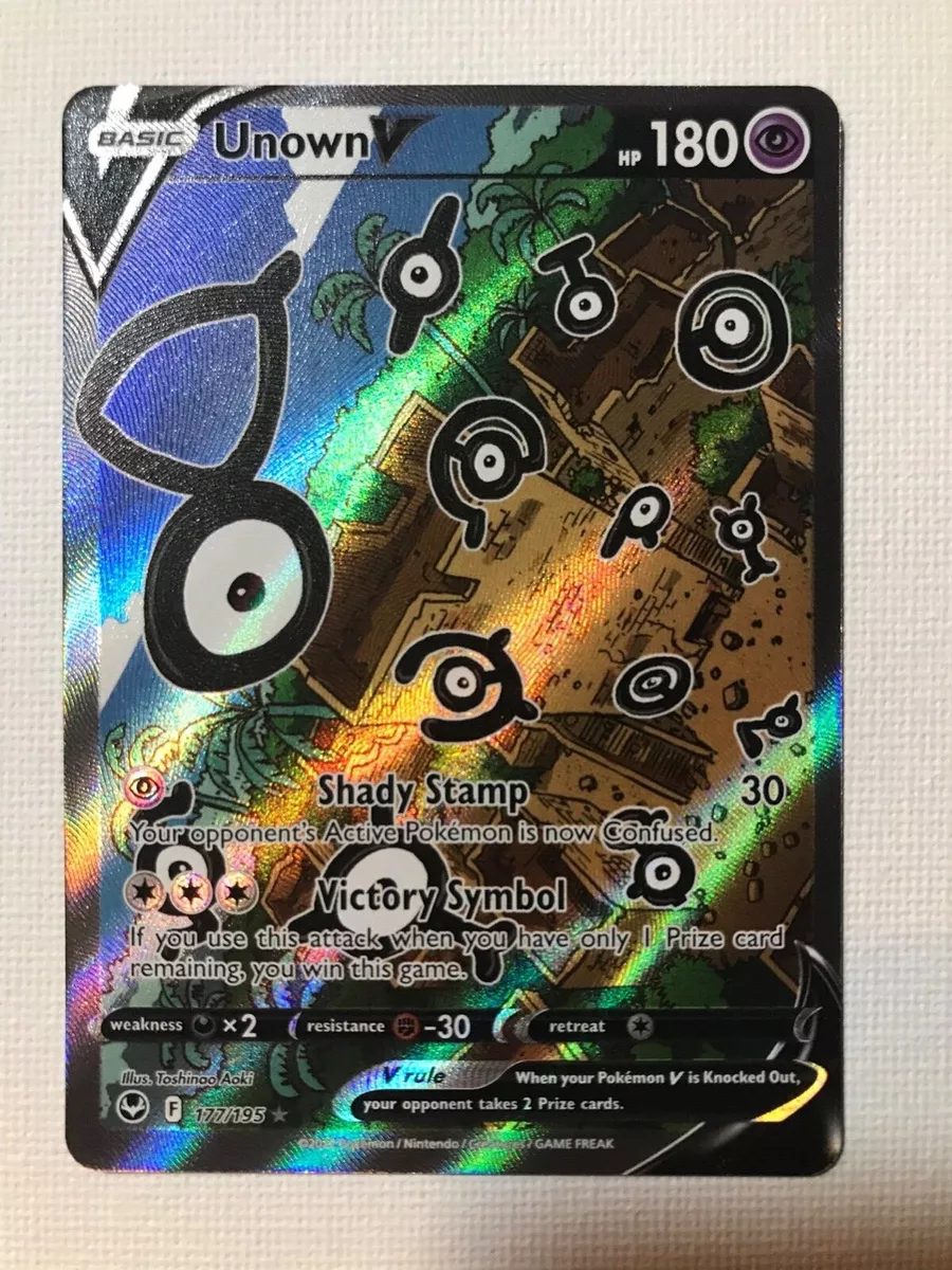 Unown V 177/195 Near Mint Pokemon Silver Tempest Alternative Full Art Ultra  Rare