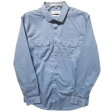 Calvin Klein Men's Blue Slim Fit Button-Up Long Sleeve Shirt Size M Front Pocket