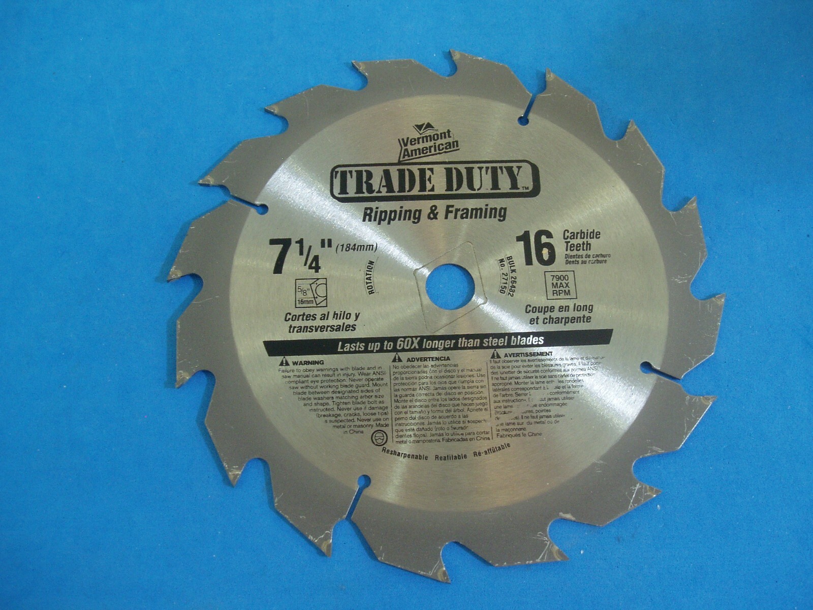 FIVE 7 1/4" CIRCULAR SAW BLADES CARBIDE AND STEEL VERMONT AMERICAN B & D AM TOOL