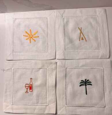 Extrem seltene limitierte Auflage Nikki Beach Leinen Untersetzer - 4er Set