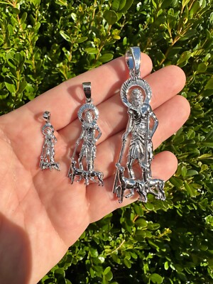 Real 925 Silver Saint St Lazarus Necklace Pendant Plain 1