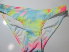 Xhilaration Womens Size S Bikini Bottom Blue Multi Hipster Ribbed Swimwear