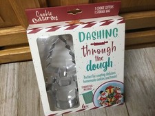Cookie Cutter Set 6 Piece Dashing Through The Dough With Storage Bag