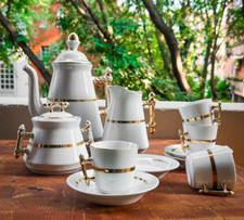 Servizio da caffe' RICHARD GINORI in ceramica bianca con dorature , anni 30