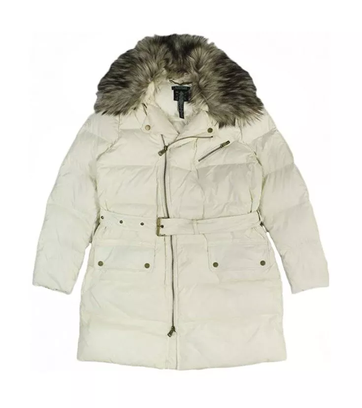New Lauren Ralph Lauren Women s Faux Fur Trim Quilted Jacket