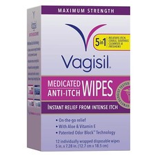 Anti-itch Medicated Feminine Intimate Wipes For Women, Maximum Strength,