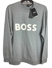 Hugo BOSS XXL Soleri Gray French Terry Pullover sweatshirt Big Logo NWT $198