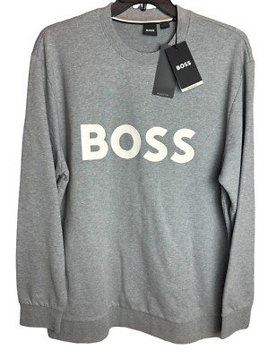 Hugo BOSS XXL Soleri Gray French Terry Pullover sweatshirt Big