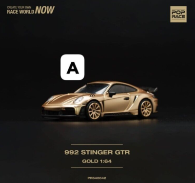 Pop Race 1:64 Porsche 992 Stinger GTR Gold Diecast Model Car