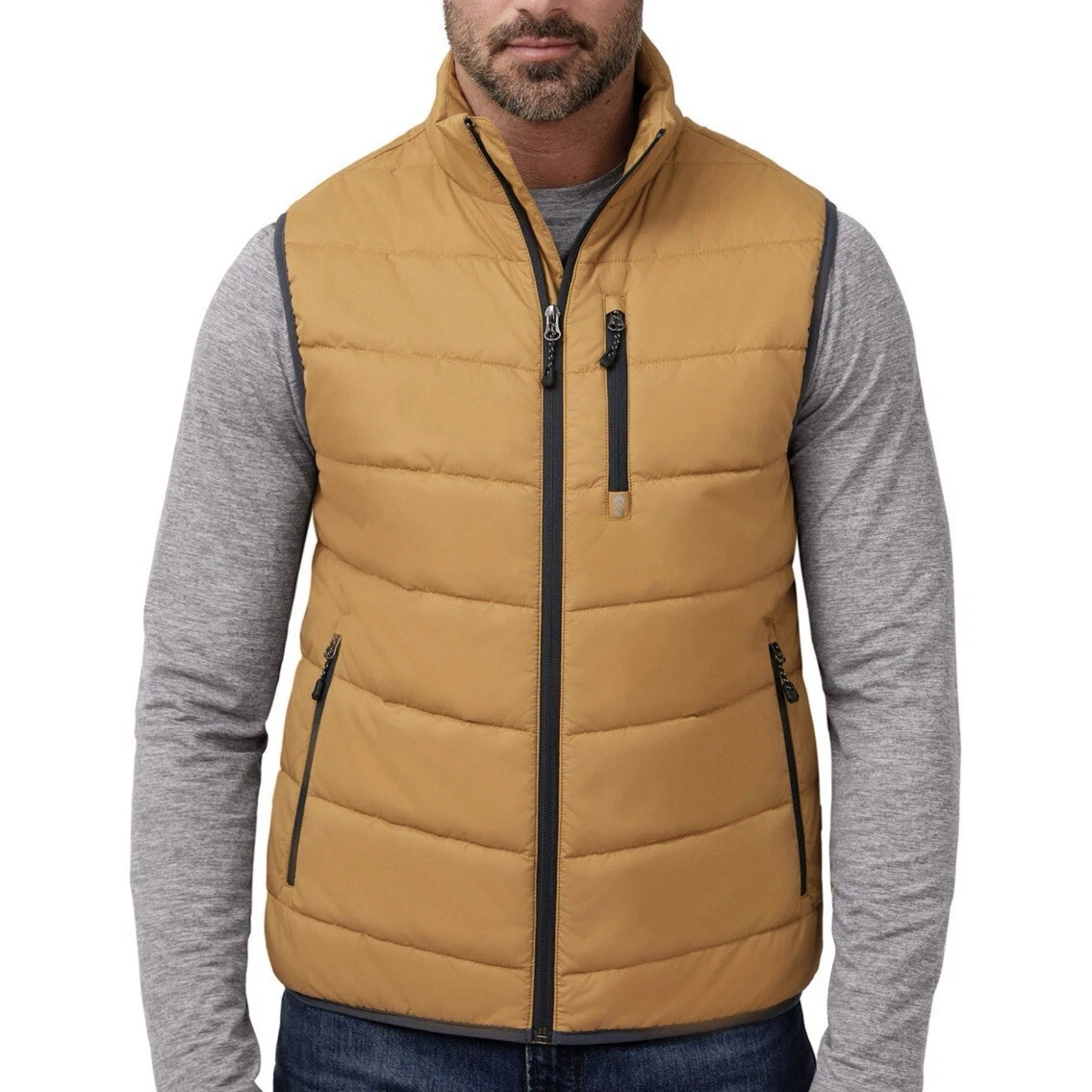 Free Country Men’s Puffer Vest Size XXL Bronze Bark Full Zip Pockets NWT