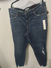 Ava  Viv High Rise Stretch Blue Jeans Women's Plus Size Cropped/Frayed Hem 1