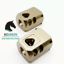 2 Pack 1/2 28 Thread Muzzle Brake Anodized Black For 9mm Glock Tan Color